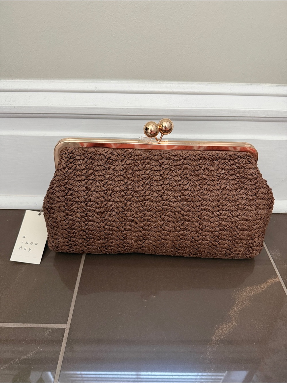 Straw Kiss-Lock Frame Clutch- A New Day